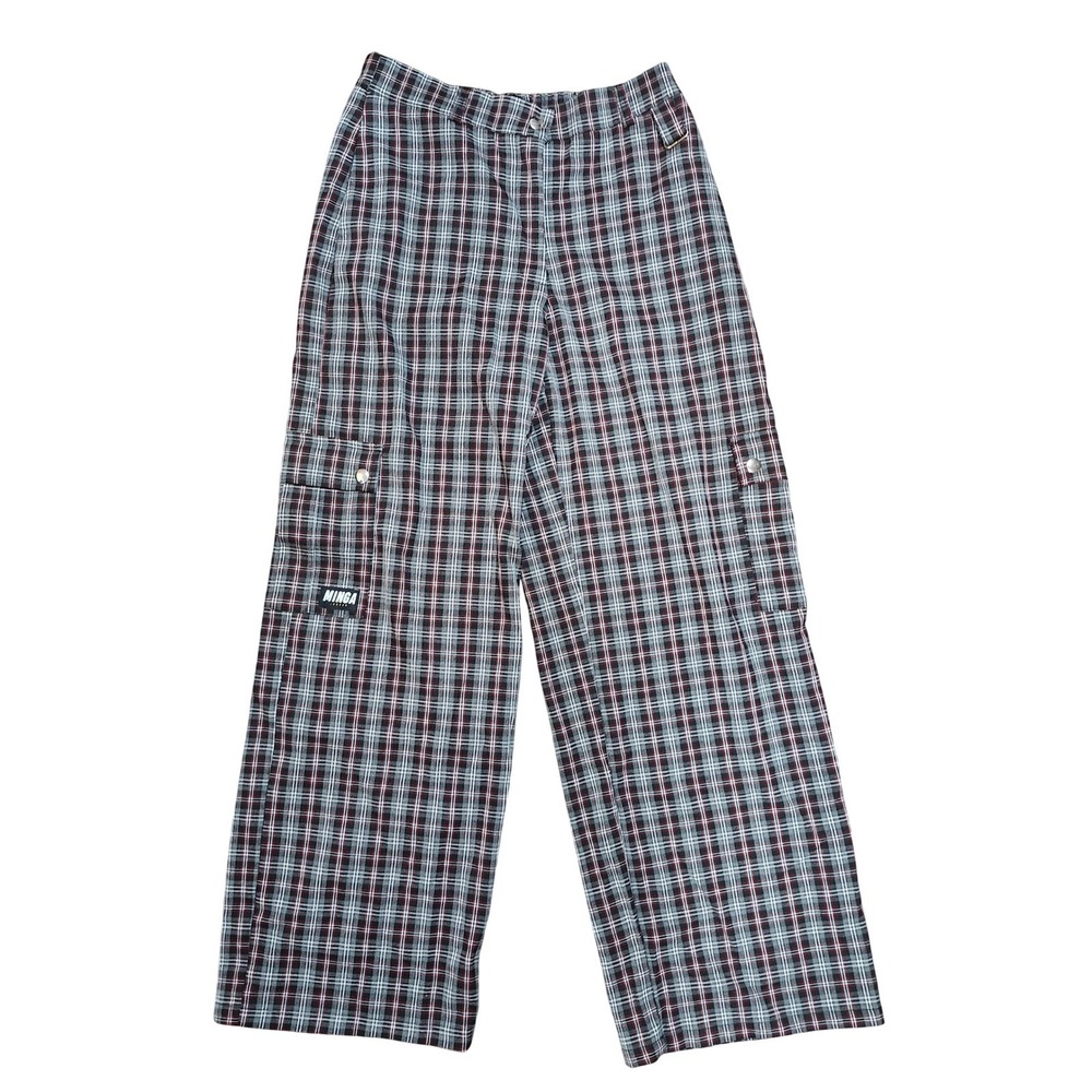 Minga London Plaid Cargo Pants Red Black White Wide Leg Tartan Streetwear Womens